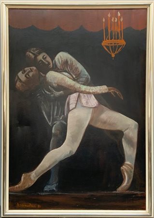 Adelio Cancellari Lotto di tre dipinti ad olio su tela raffiguranti ballerini, i