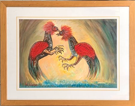 Adelio Cancellari Lotto composto da un dipinto ad olio su compensato raffigurant