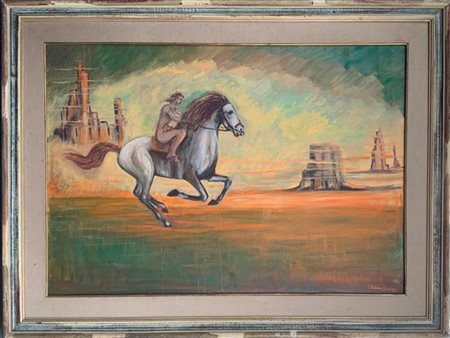 Adelio Cancellari Lotto di tre dipinti ad olio su tela raffiguranti paesaggi (cm