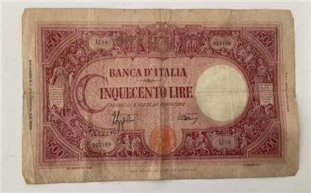 Banconota da cinquecento lire in carta (difetti)