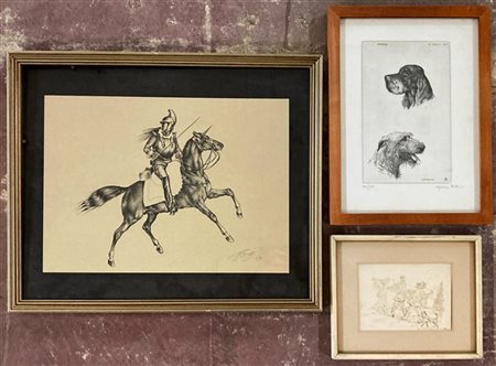 Lotto composto da una coppia di incisioni a colori raffiguranti selvaggina, un'