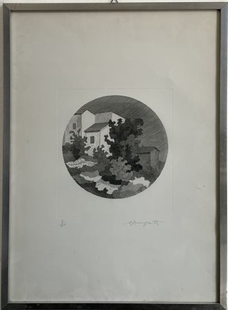 Vairo Mongatti "Paesaggio" acquaforte (foglio cm 50x70) es. 8/120, firmata e num