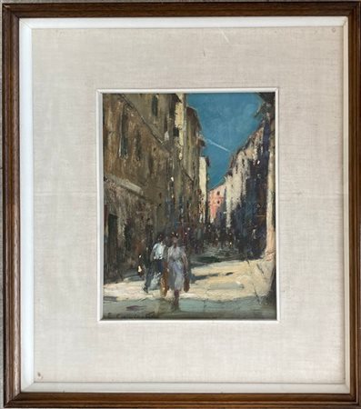 Ernesto Cominetti "Varazze" olio su cartone (cm 29x22) Firmato in basso a sinist