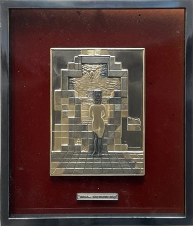 Lotto composto da due multipli su lastra d'argento con soggetti da Dalì (cm 21x