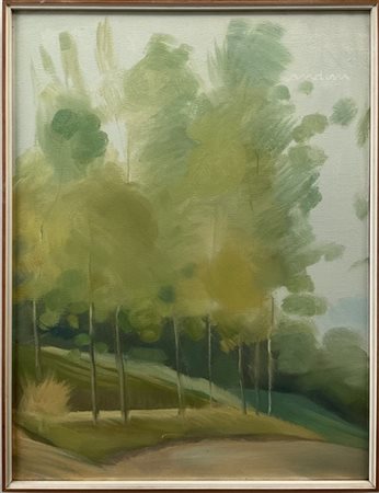 Gino Gandini "Alberi" tempera su tela (cm 80x60) firmato in alto a destra
In cor