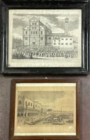 Lotto composto da due incisioni, una di Domenico Lovisa editore raffigurante ''