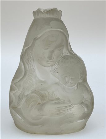 Scultura tuttotondo in vetro soffiato in stampo parzialmente acidato sulla supe