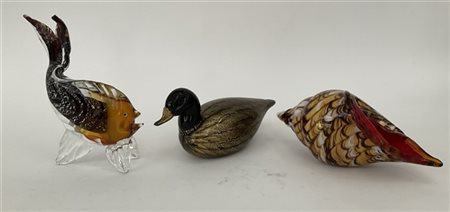 Manifattura di Murano 
Lotto composto da due sculture raffiguranti un pesce e u