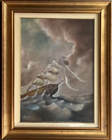 Paprov (Paolo Provvisionato) "Alla deriva", olio su tela (cm 70x50) firmato in b