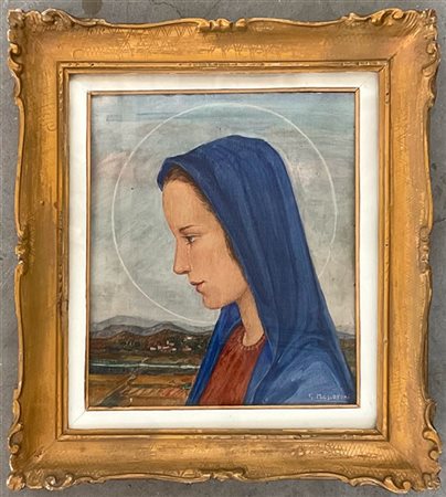 Giulio Masseroni "Madonna" tecnica mista su tavola (cm 35x30) firmato in basso a