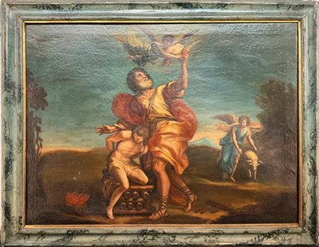 Ignoto, antico dipinto a olio su tela raffigurante il Sacrificio di Isacco (cm