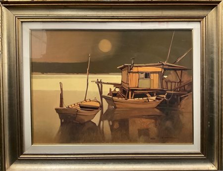 Attilio Castiglioni "Polesine" olio su tela (cm 70x50) firmato in basso a destra