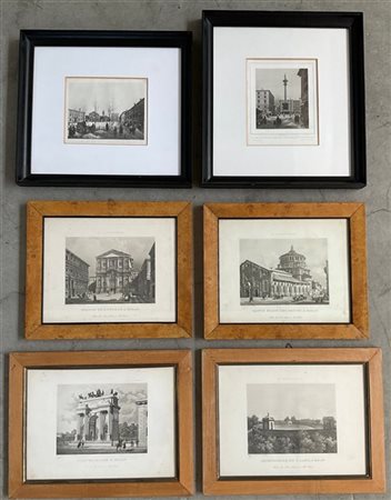 Cartone contenente numerose stampe ed incisioni del secolo XIX raffiguranti sco