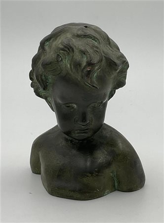 Ignoto "Busto di fanciullo" scultura in bronzo (h cm 21.5) (difetti)