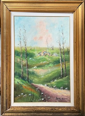Luigi Ricevuti "Paesaggio campestre " olio su tela (cm 70x50) firmato in basso a