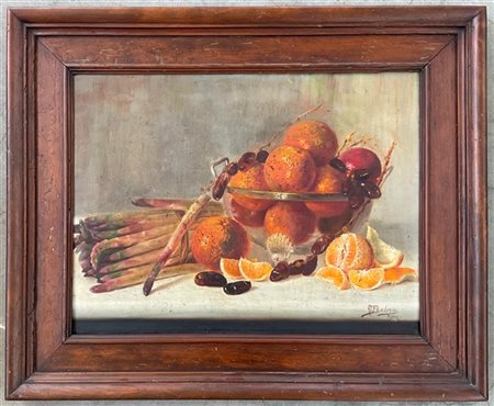 N. F. Barberini "Composizione con frutta e asparagi" olio su tela (cm 47.5x64) F