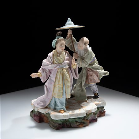 Gruppo in porcellana policroma, Hockst XIX secolo
