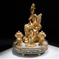 Elegante calamaio di bronzo dorato e marmo, Francia 1810-15