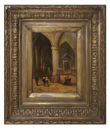 Johannes Bosboom (Den Haag 1817-Den Haag 1891) - Interno di una chiesa
