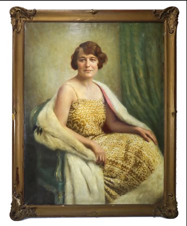 Donna seduta con stola di pelliccia, Late 19th century