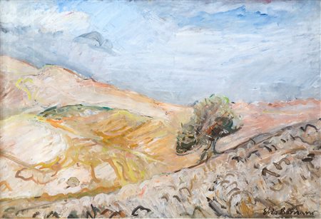 Elio Romano (Trapani 1909-Catania 1996) - Paesaggio con albero