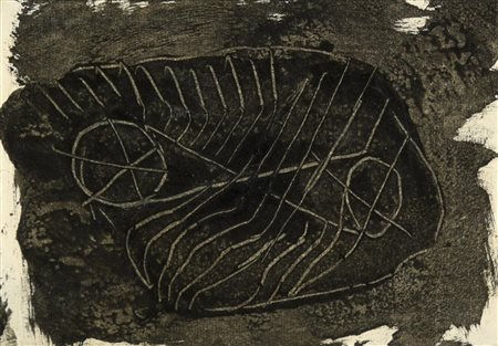 Marino Marini UNA REALTA' VERA tempera e grattage su carta, cm 6,8x10...