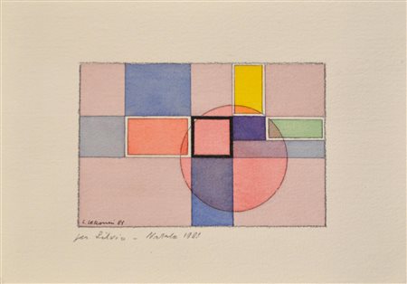 Luigi Veronesi COMPOSIZIONE acquerello e matita su cartoncino, cm 25x18...