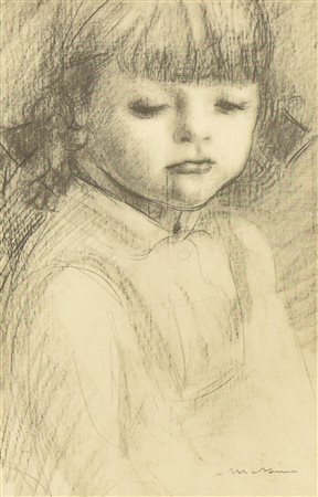 Francesco Messina BAMBINA matita su carta, cm 23,5x18 firma