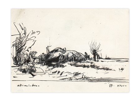 PIETRO ANNIGONI (1910-1988) - Paesaggio - Capanno, 1931