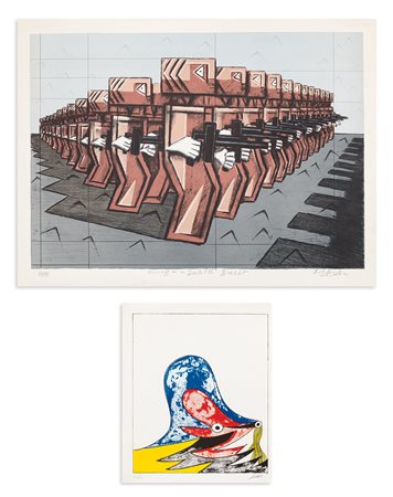 AUTORI VARI (IBRAHIM KODRA E GIANNI DOVA) - Lotto unico di 2 litografie