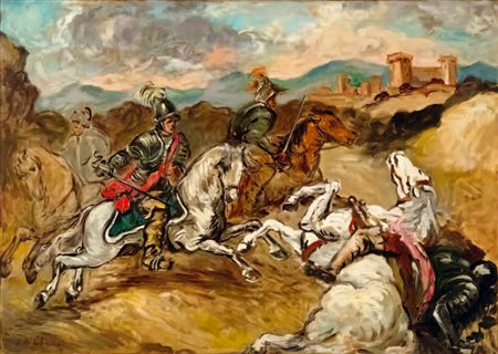 GIORGIO DE CHIRICO (1888-1978) Cavalieri in battaglia firmato g. de Chirico...