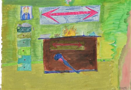 Dando BOCCIONE tecnica mista su carta, cm 34,7x50,2 firma e titolo L'opera...