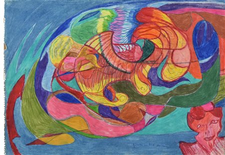 Dando GIRARE IN TONDO tecnica mista su carta, cm 34,7x50,2 firma e titolo...