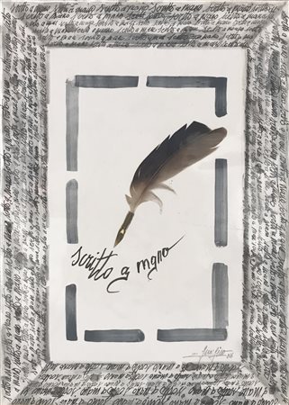 Gino Gini SCRITTO A MANO collage su carta intelata, cm 29,7x21 eseguito nel 2016