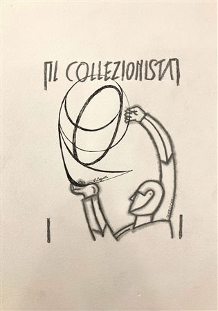 Bruno Chersicla IL COLLEZIONISTA matita e china su carta, cm 25x17,5 firma e...
