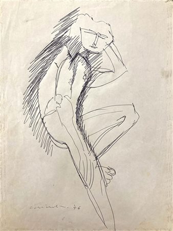 Remo Brindisi FIGURA china su carta, cm 34x24,5 firma e data eseguito nel...