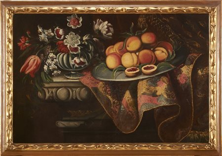 Scuola lombarda del secolo XVIII

Composizione con pesche, vaso fiorito e drapp