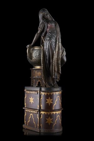 Arte austriaca, inizio secolo XIX "Odalisca" fioriera in metallo parzialmente laccato