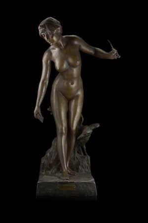 Alfred Jean Foretay "La zingara" scultura in bronzo (h. cm 78) Firmata alla base