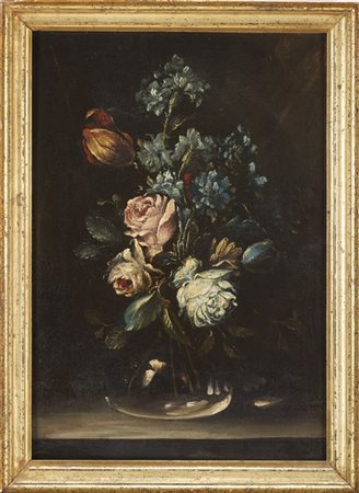 Scuola dell'inizio del secolo XVIII    Vaso in vetro con fiori