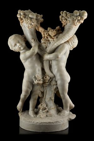 Maestro del secolo XIX. Gruppo in alabastro scolpito 