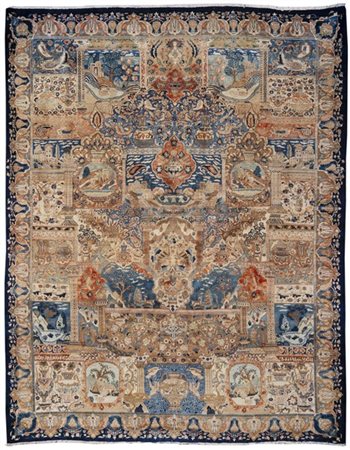 Tappeto Kohrassan, Persia, inizio secolo XX. Decoro a giardino composto da nume