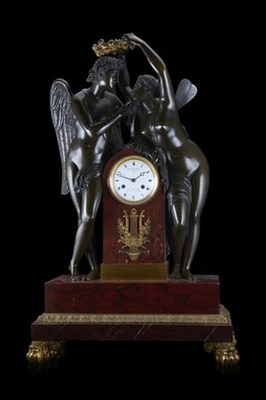 LESIEUR À PARIS E MARCHAND BRONZIER
Orologio con cassa a soggetto allegorico in