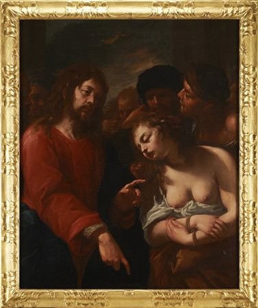Giuseppe Nuvolone (San Gimignano 1619-Milano 1703)  Cristo e l'adultera