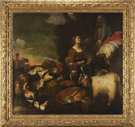 Maestro genovese della fine del secolo XVII Uscita di Noè, della sua famiglia e degli animali dall'arca