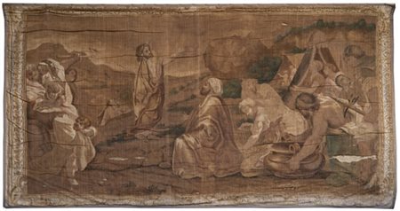 Arazzo del secolo XVIII realizzato con la tecnica "succo d'erba" su tela di lin