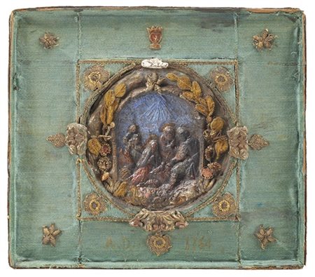 Scuola dell'Italia meridionale, secolo XVIII. Reliquiario in cartapesta raffigu