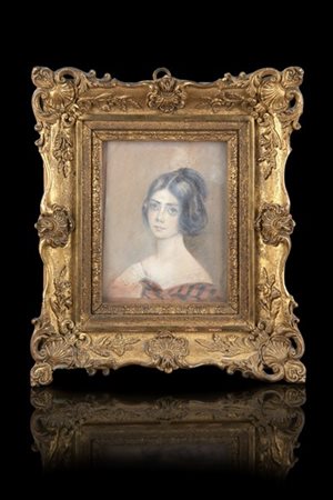 Artista del secolo XIX "Marchesa Costanza Scati nata Grimaldi" tecnica mista su