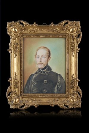 Artista del secolo XIX "Ritratto del Marchese Gustavo Scati" acquarello su cart