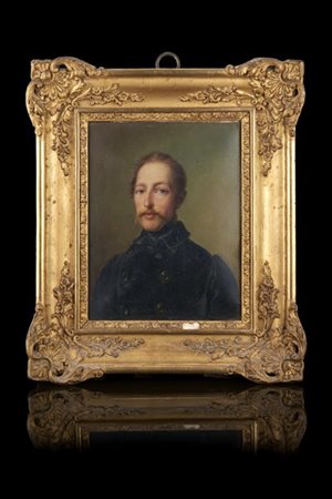 Maestro del secolo XIX "Ritratto del Marchese Gustavo Scati" olio su carta (cm